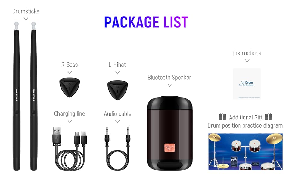 Virtual AR Smart Drum Kit – Interactive Air Drum Set with Bluetooth Speaker