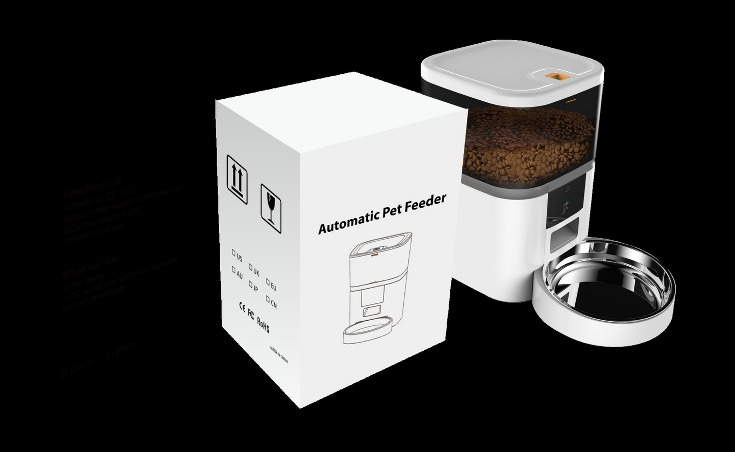 Smart Automatic Pet Feeder with Camera & App Control – Wi-Fi Enabled, Dual Power, Real-Time Interaction