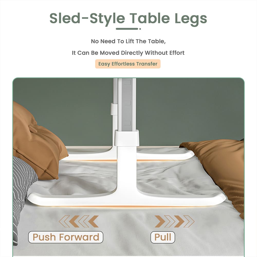 Smart Bed Table with USB, Adjustable Folding Desk with Storage Drawer, Portable Lap Desk for Sofa Couch Floor