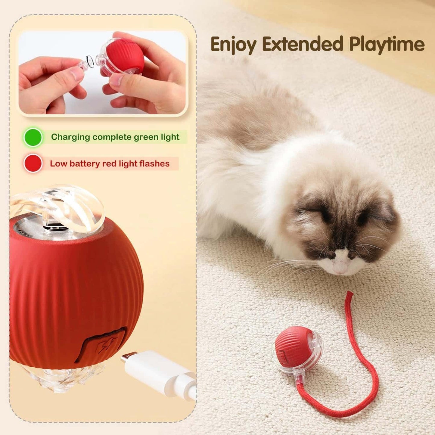 Smart Interactive Rolling Ball Toy for Cats & Small Dogs