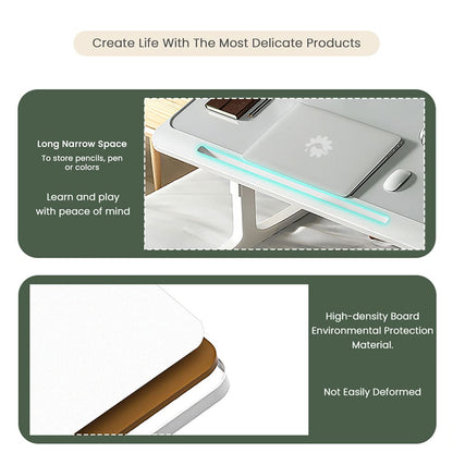 Smart Bed Table with USB, Adjustable Folding Desk with Storage Drawer, Portable Lap Desk for Sofa Couch Floor