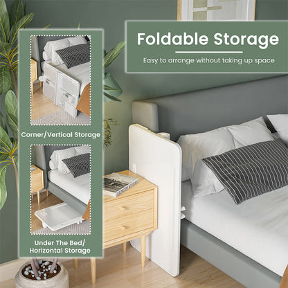 Smart Bed Table with USB, Adjustable Folding Desk with Storage Drawer, Portable Lap Desk for Sofa Couch Floor