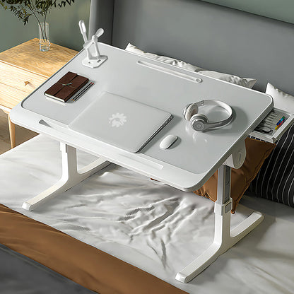 Smart Bed Table with USB, Adjustable Folding Desk with Storage Drawer, Portable Lap Desk for Sofa Couch Floor